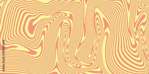 Vector Seamless Pattern with Swirl Wavy Caramel. Toffee Milkshake Abstract Background. Op Art 3D Wavy Lines Yellow and Deep Magenta Seamless . marble pattern as illustration background .