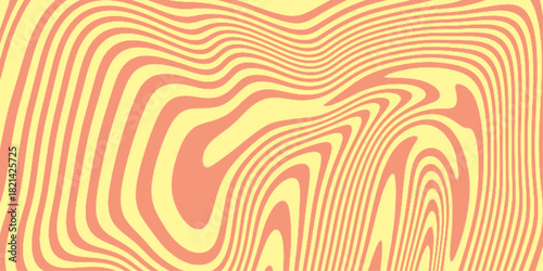 Vector Seamless Pattern with Swirl Wavy Caramel. Toffee Milkshake Abstract Background. Op Art 3D Wavy Lines Yellow and Deep Magenta Seamless . marble pattern as illustration background .