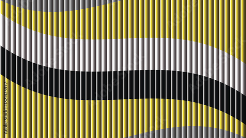 A striking abstract background featuring yellow black and white vertical stripes in a wavy pattern
