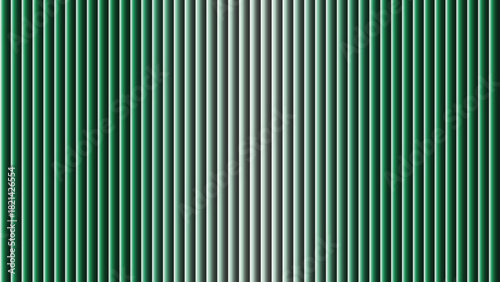 A repeating pattern of vertical green and gray stripes creates a visually rhythmic textured background
