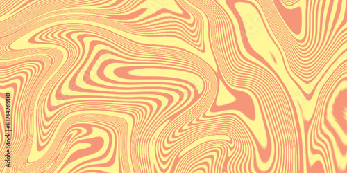 Vector Seamless Pattern with Swirl Wavy Caramel. Toffee Milkshake Abstract Background. Op Art 3D Wavy Lines Yellow and Deep Magenta Seamless . marble pattern as illustration background .
