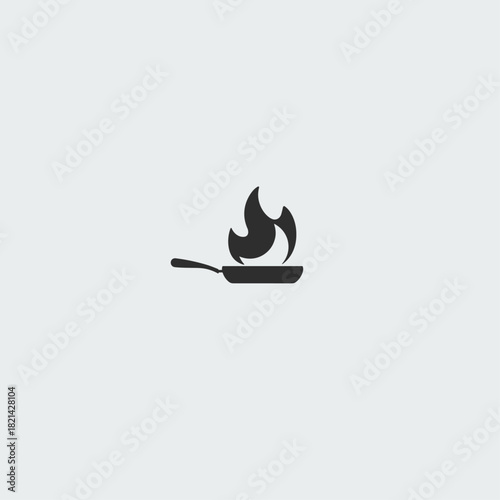 Minimal kitchen pan logo Icon flat vector design
