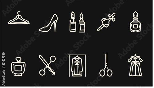 Fashion and Beauty Icons White on Black collection