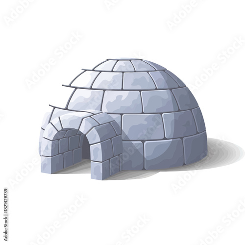 Charming igloo snow house illustration evokes winter adventures and arctic exploration with a touch of cozy architectural design for branding