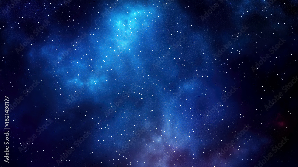 Fototapeta premium Vibrant blue nebula and star-filled galaxy in deep space