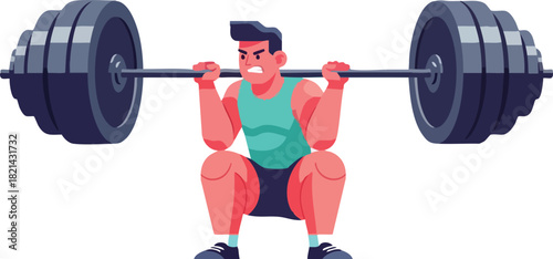 Man Lifting Barbell in Gym for Fitness and Strength Training