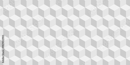 Abstract square gradient white cubic square shape backdrop texture. cube geometric wall and floor vector diamond hexagon triangle wallpaper background.	
