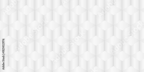 Abstract square gradient white cubic square shape backdrop texture. cube geometric wall and floor vector diamond hexagon triangle wallpaper background.	
