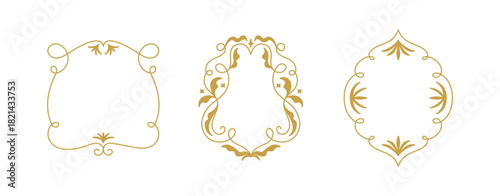 Vector set of logo design templates and graphic elements, organic cosmetics, floral illustration in simple linear hand drawn style, plants and flowers, natural products emblems