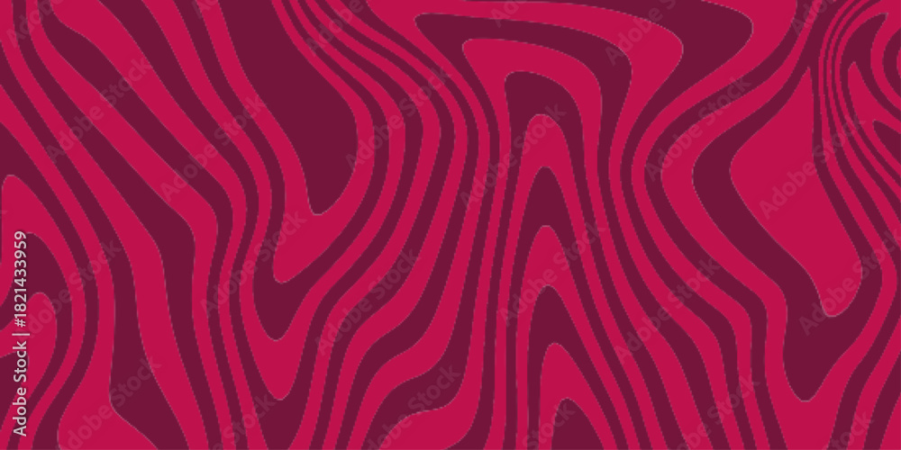 Fototapeta premium Red Groovy Waves Background. Abstract colorful retro style groovy psychedelic background banner. Vector Modern background for design and card, covers, package, wrapping paper. 
