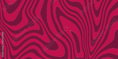 Red Groovy Waves Background. Abstract colorful retro style groovy psychedelic background banner. Vector Modern background for design and card, covers, package, wrapping paper.
