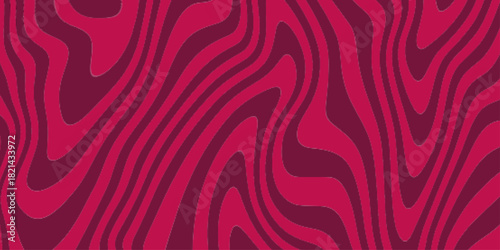 Red Groovy Waves Background. Abstract colorful retro style groovy psychedelic background banner. Vector Modern background for design and card, covers, package, wrapping paper.
