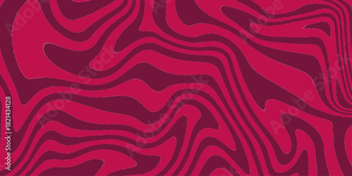 Red Groovy Waves Background. Abstract colorful retro style groovy psychedelic background banner. Vector Modern background for design and card, covers, package, wrapping paper.
