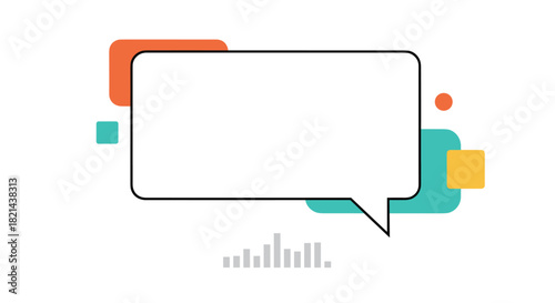 Abstract communication concept with speech bubble and colorful shapes.