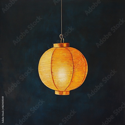Illuminated Traditional Lantern Hanging Against a Dark Background Creating a Warm and Inviting Ambiance