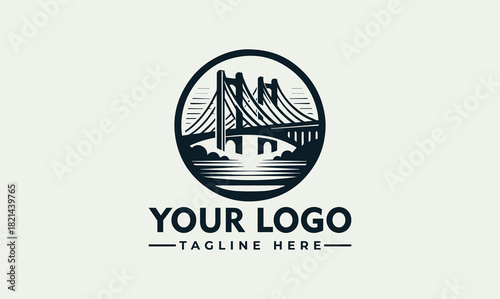 Classic Bridge Vector Logo Illustration Art, a Timeless Emblem for Branding and Design Projects