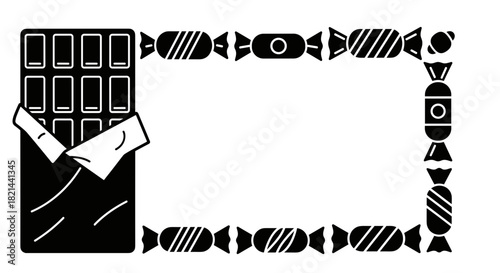 Candy and chocolate bar frame, minimalist design and confectionery concept in modern aesthetic