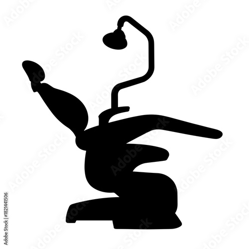 Silhouette of high-tech dental chair with display, modern dental equipment and technology integration