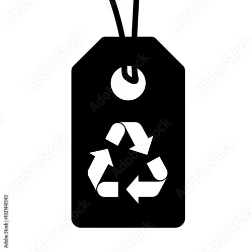 Recycling symbol on hotel room door tag, eco-friendly and sustainability concept in hospitality