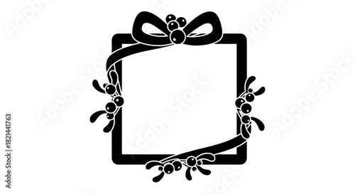 Minimalist mistletoe and ribbon frame, holiday decoration and festive design in seasonal context