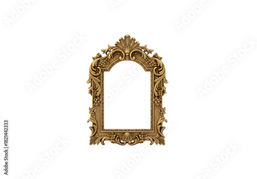 Highly Ornate Gold Arch Frame PNG on Transparent Background
