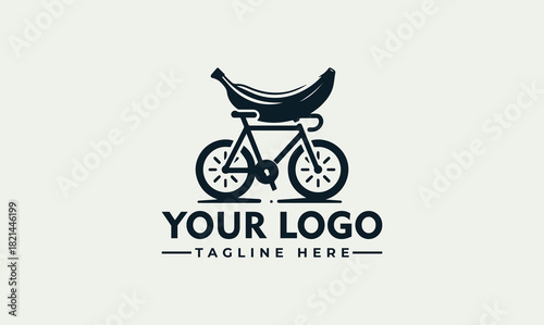 Vector logo illustration featuring a bicycle with a banana on top in a minimalistic design.