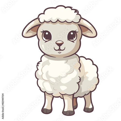 Cute Baby Sheep Lamb Standing Illustration Animal