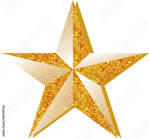 Luxury 3D Star Shape, Vector Isolated Star. Festive and celebratory. Ideal for holiday designs, Christmas decorations, celebratory banners, or award certificates.