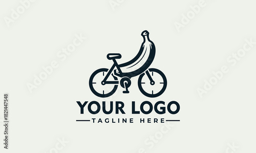 Creative banana bicycle concept for a food delivery service vector. logo. illustration.
