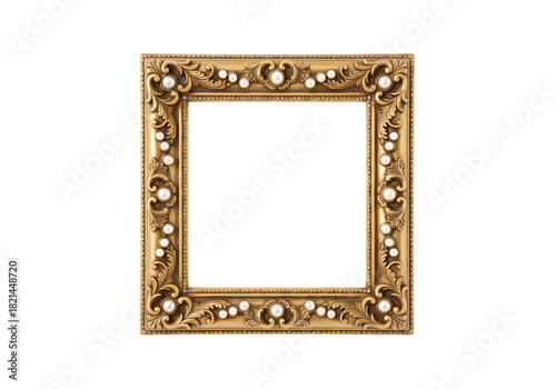 Gold Square Pearl Frame SVG on Transparent Background