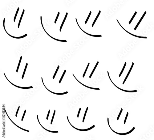 Simple sketch style smiley faces illustration on white background