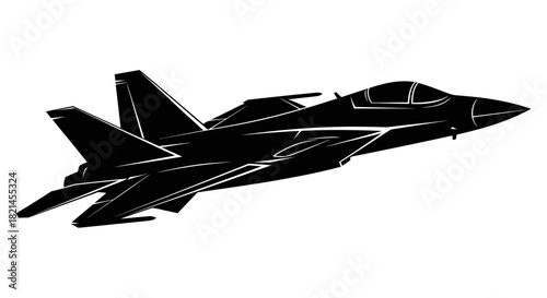 Silhouette of a modern jet fighter aircraft soaring through the sky, showcasing its design.