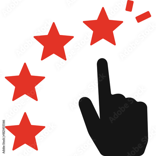 Customer Feedback Five Stars Rating With Finger Icon Selecting The Last Star On A White Background symbolizing excellence and positive reviews