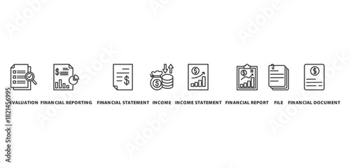 financial statement banner icon concept with icon of evaluation, financial reporting, financial statement ,income, income statement, financial report, file and ,financial document




 


