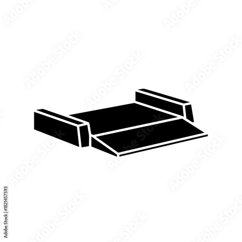Black ramp icon for construction, skate park, accessibility design and engineering projects, isolated 