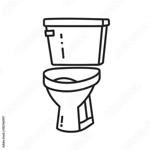 Simple outline illustration of a toilet, a bathroom fixture, isolated on white. isolated on white background, Vector, illustration