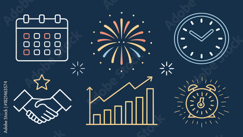 Celebrate business achievement, closing deals, tracking progress and planning goals in this modern vector design