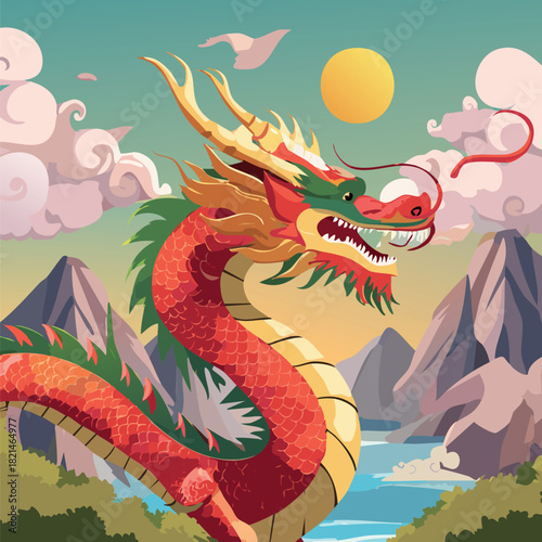 vector, animal, dragon, china, asia