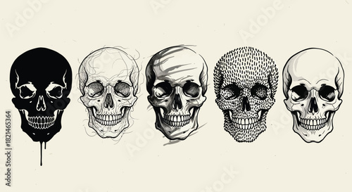 Unique skull art collection for edgy designs and captivating visuals, perfect for alternative fashion, tattoo art, or dark fantasy projects with bold impact