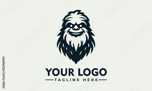 Friendly Bigfoot head mascot character, Sasquatch face symbol vector. logo. illustration