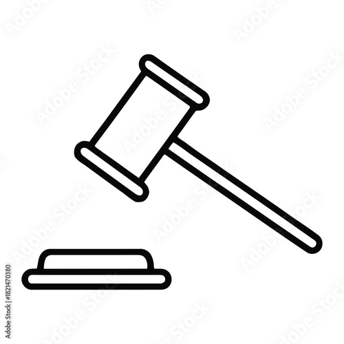 Auction Gavel Outline Icon – Legal and Bidding Concept