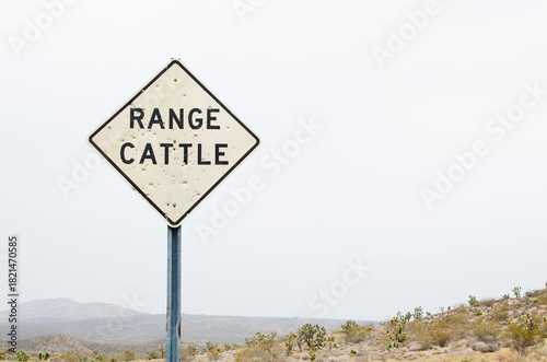 Bullet riddled sign in cattle country