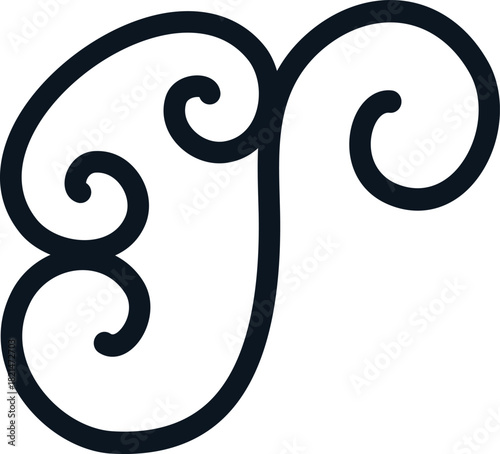 The letter T is curved and has a lot of detail