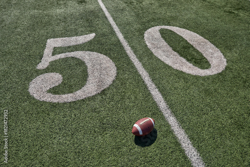 American football on fifty yard Line