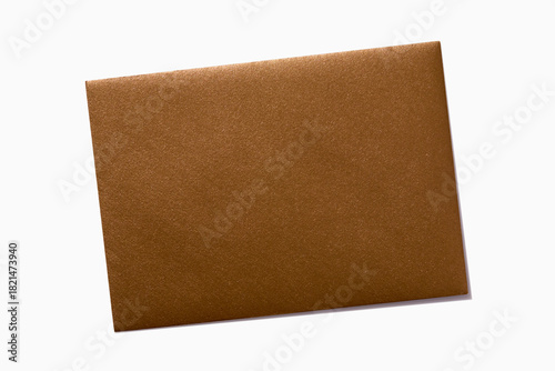 Gold blank envelope on white background