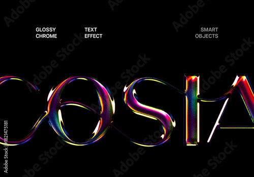 Glossy Chrome Text Effect Mockup