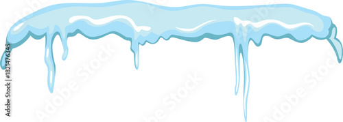 A blue line of ice with a white background