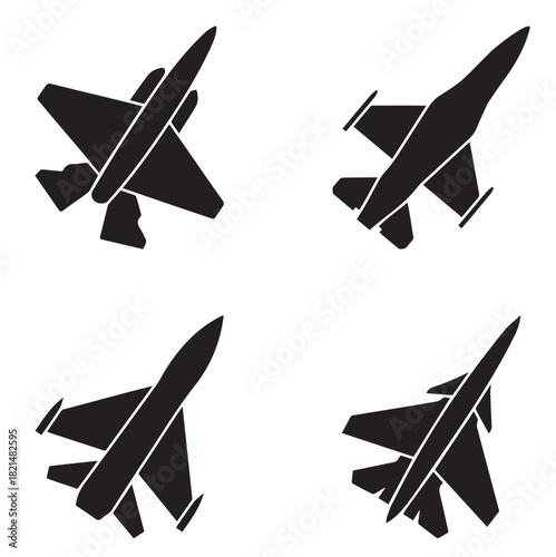 Fighter jet icon vector set. Air Force sign collection