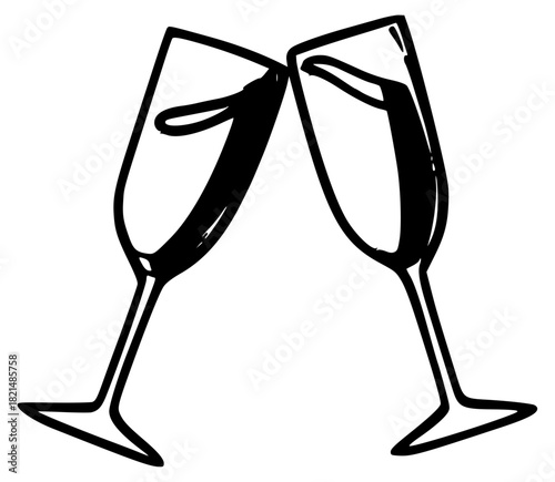 Minimal champagne flutes toast