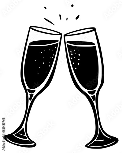 Two dark clinking flutes